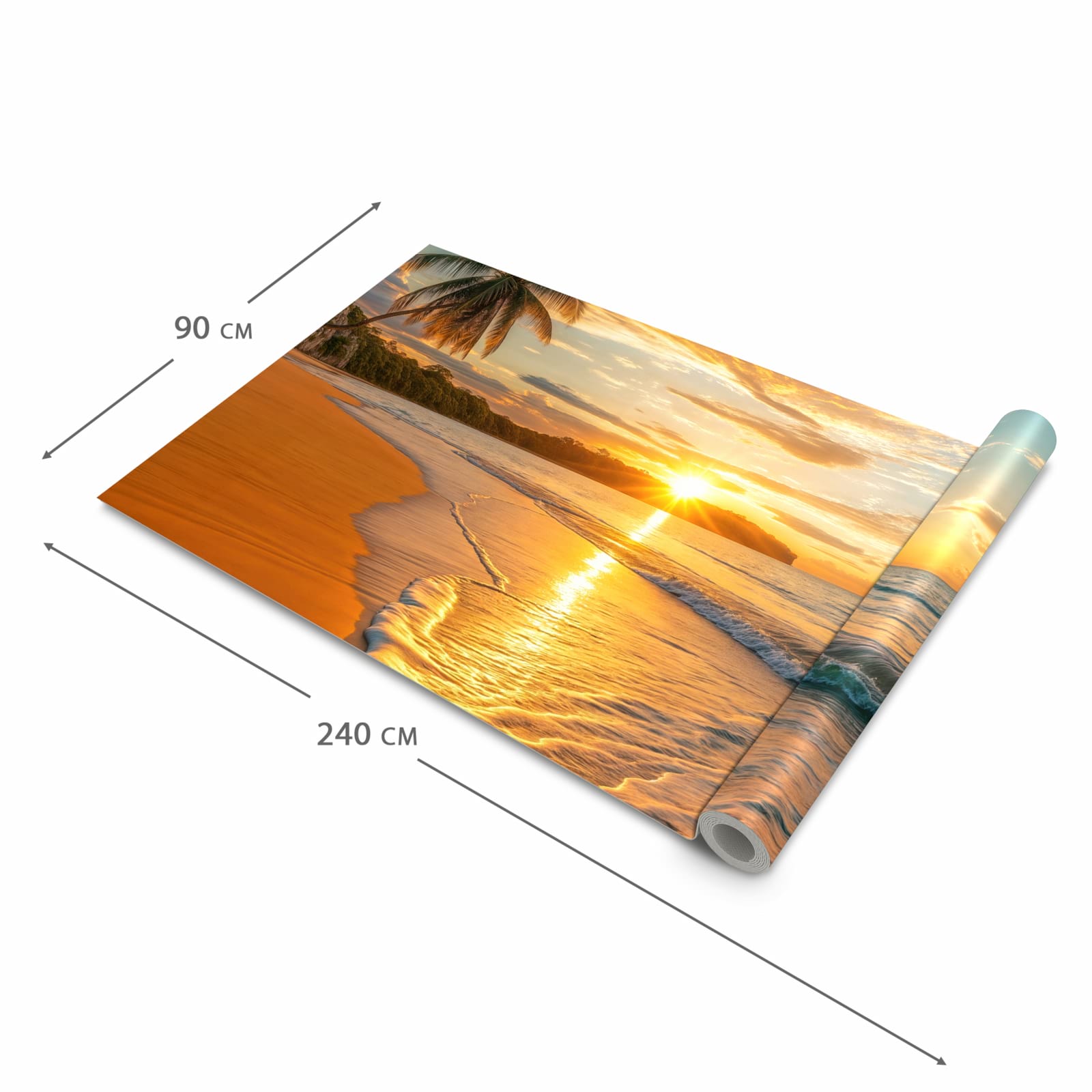 Rutschfester Küchenläufer mit Motiv Strand von Sonnenuntergang in der Grösse 90x240 cm für Trittkomfort