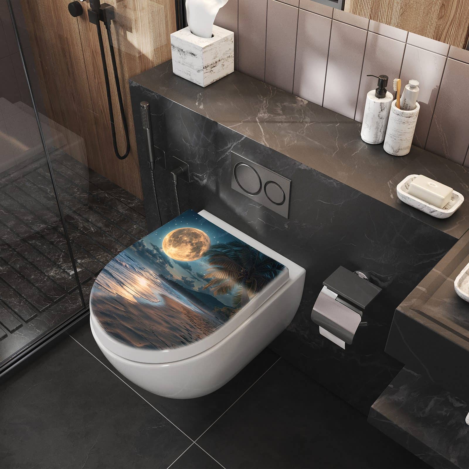 WC-Sitz mit Absenkautomatik Mondnacht am Strand