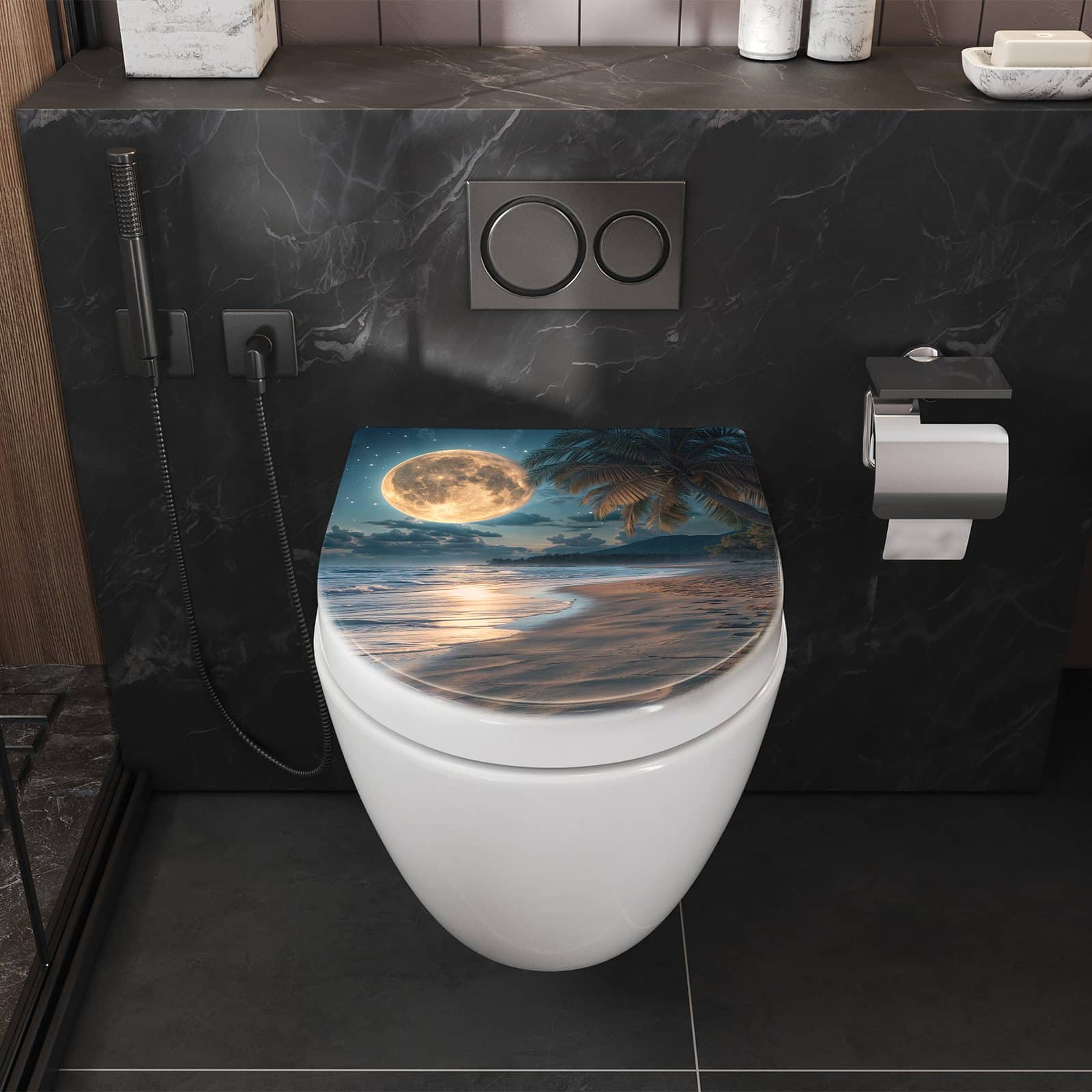 WC-Sitz mit Absenkautomatik Mondnacht am Strand