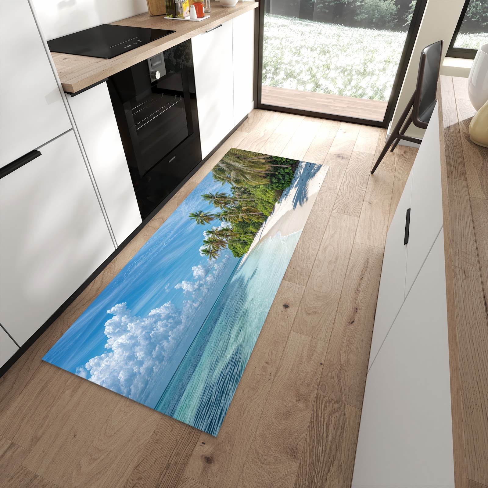 Langlebiger Küchenläufer mit Motiv Strand von Tropischer in moderner Küche