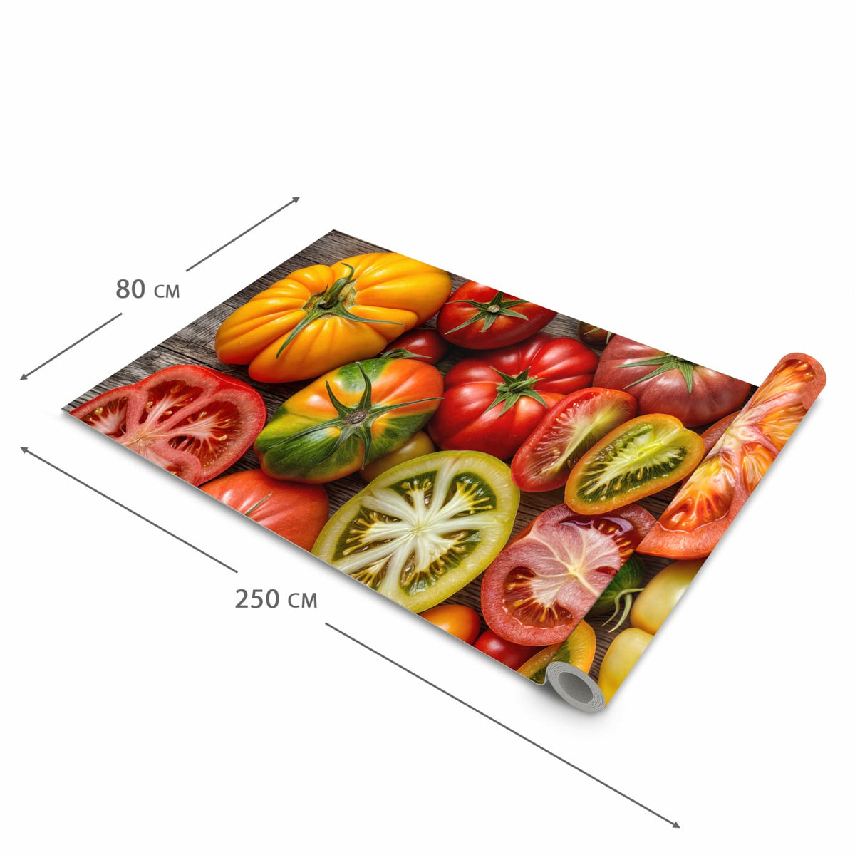 Abriebfester Küchenläufer mit Motiv Verschiedene Tomaten in der Grösse 90x180 cm