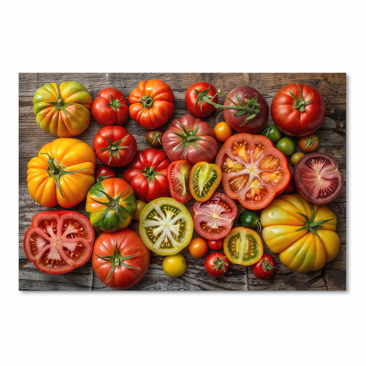 Wasserabweisender Küchenteppich mit Motiv Verschiedene Tomaten in Frontansicht