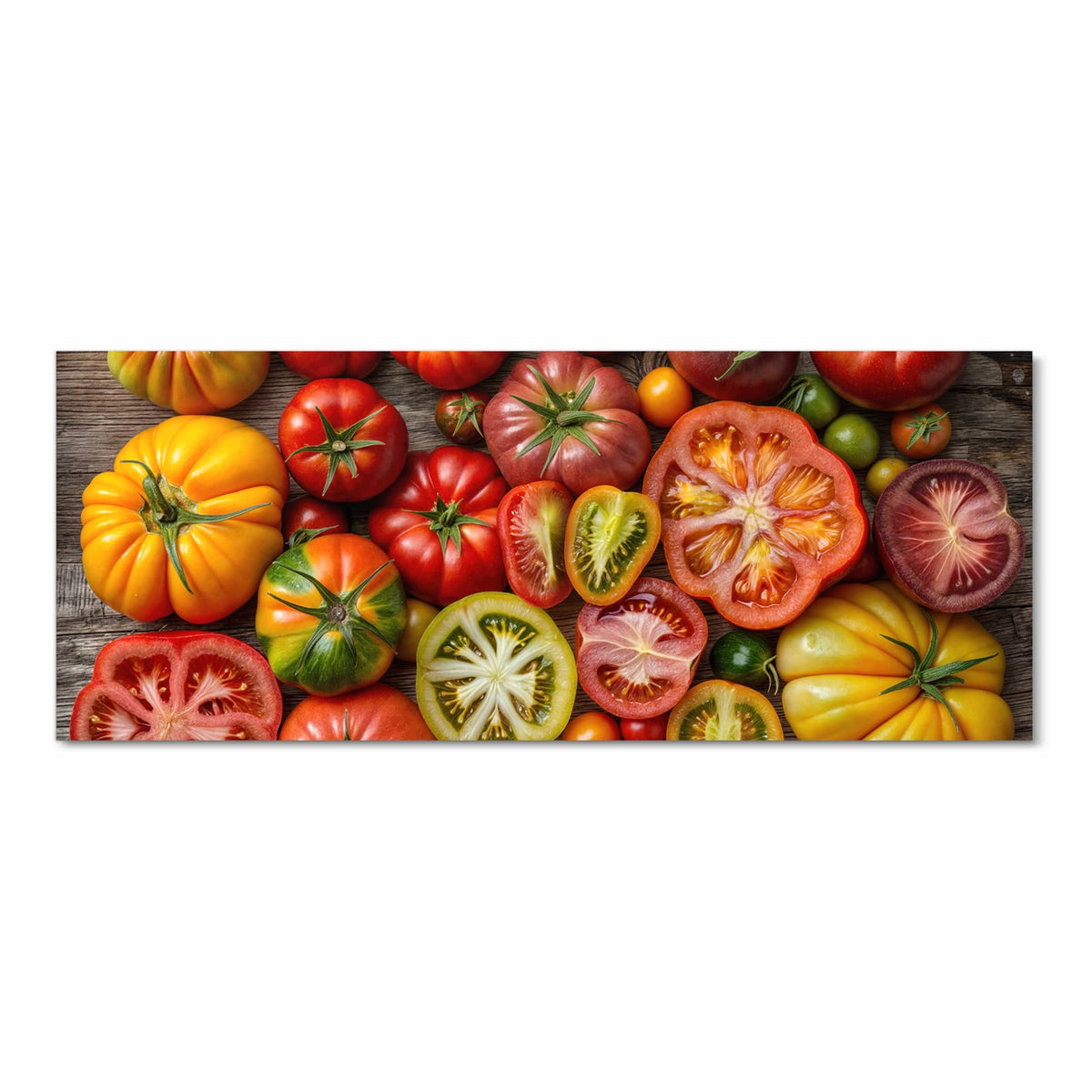 Zeitsparender rutschfester Küchenteppich mit Motiv Verschiedene Tomaten in Frontansicht