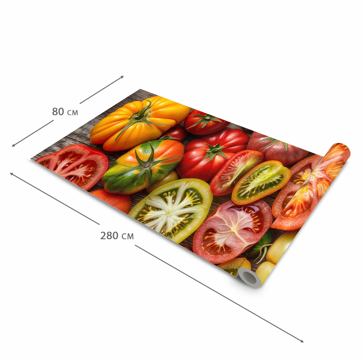 UV-beständiger Küchenläufer mit Motiv Verschiedene Tomaten in der Grösse 90x240 cm