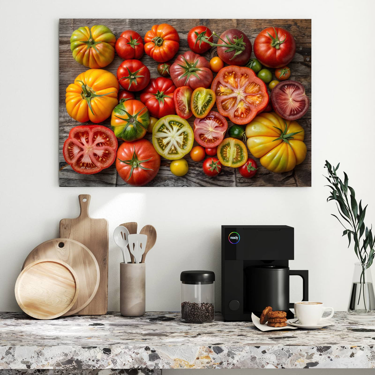 Metall Magnettafel - Bunte Tomatensorten – Bunte Tomatensorten von oben