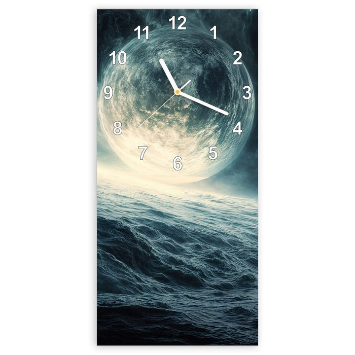 Wanduhr Sterne im Kosmos aus Glas – Hochformat 30 × 60 cm mit Ziffernblatt Modern