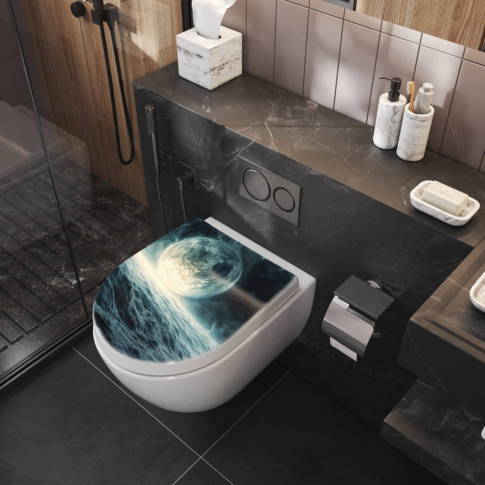 WC-Sitz mit Absenkautomatik Sterne im Kosmos