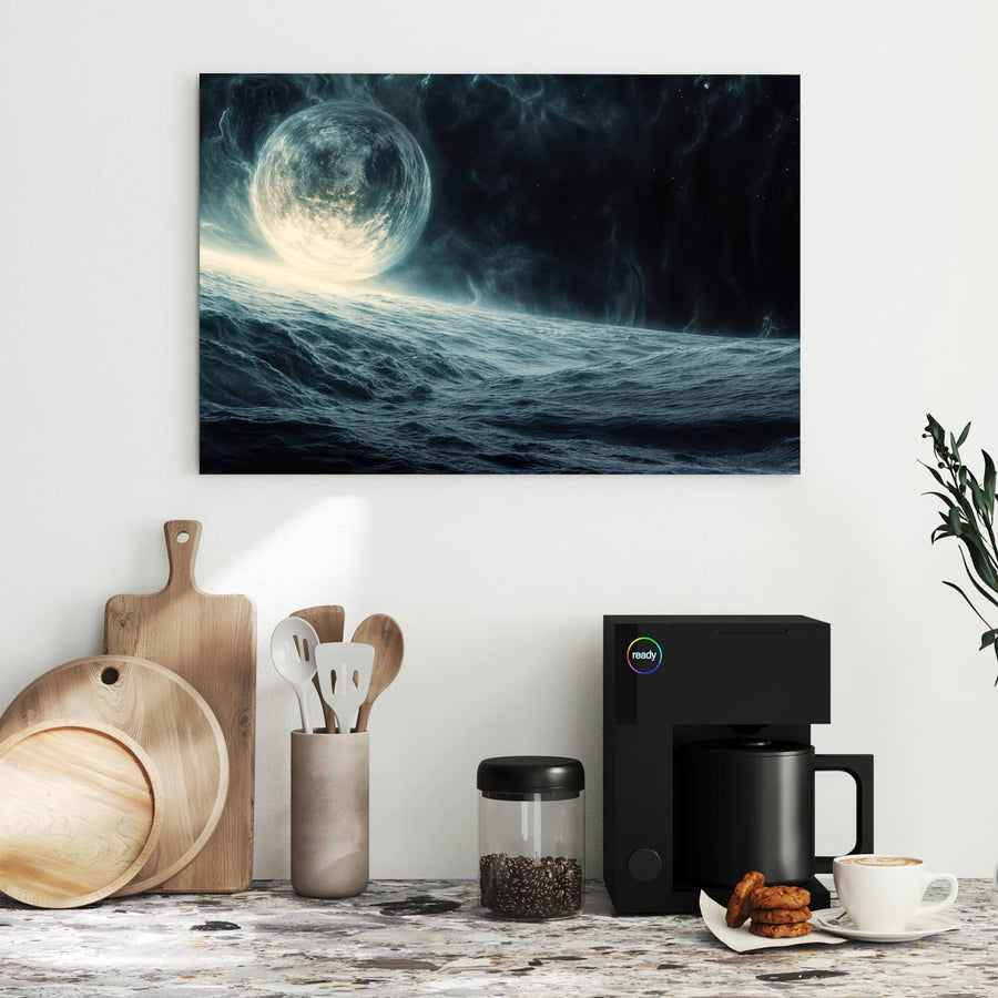 Maße Metall Magnettafel - Mond über dem Meer