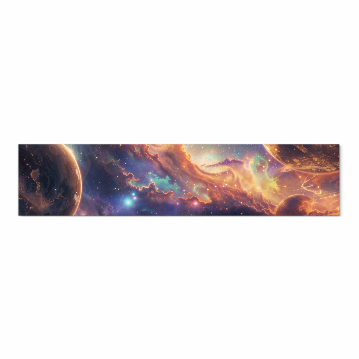 Zeitsparender Küchenteppich mit Motiv Galaxie Fantasy in Frontansicht für die Küche