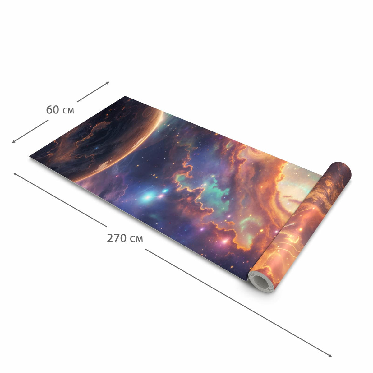 Zeitsparender waschbarer Küchenteppich mit Motiv Galaxie Fantasy in der Grösse 80x300 cm