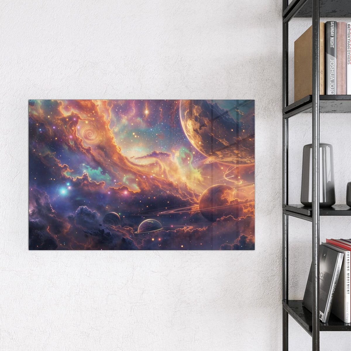 Magnettafel - Ringplaneten in Gold – Planeten in Gold und Türkis