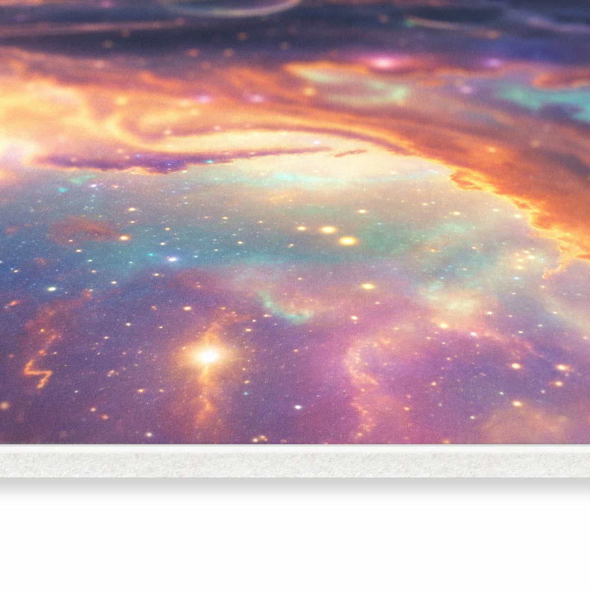 Bodenschonender waschbarer Küchenteppich mit Motiv Galaxie Fantasy in seitlicher Ansicht