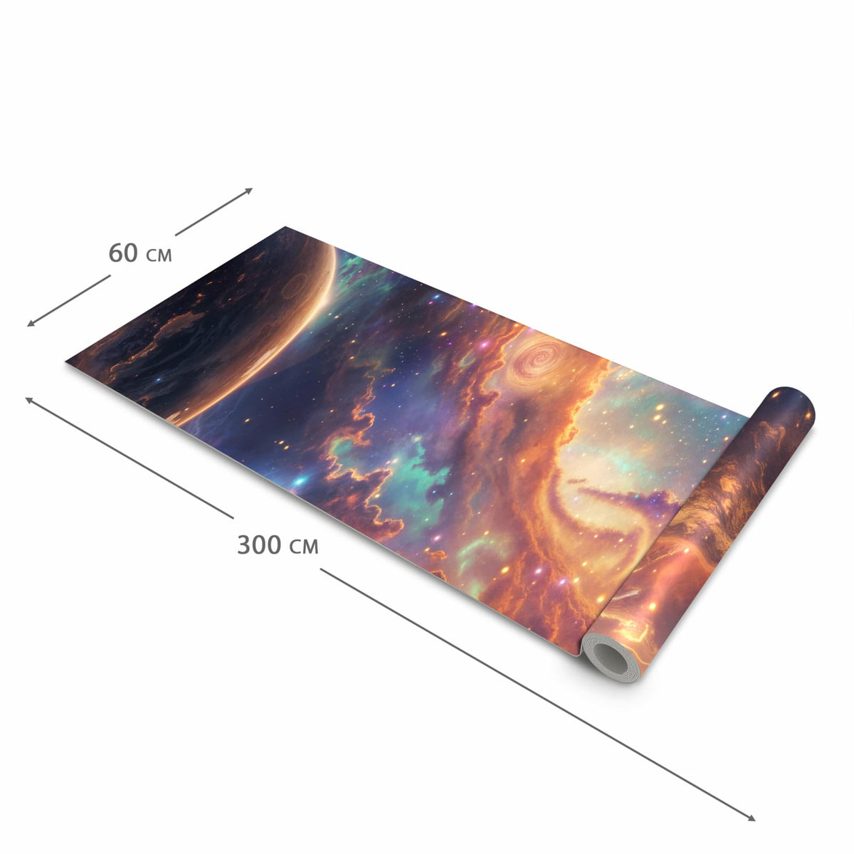 Geräuschdämpfender Küchenläufer mit Motiv Galaxie Fantasy in der Grösse 90x180 cm