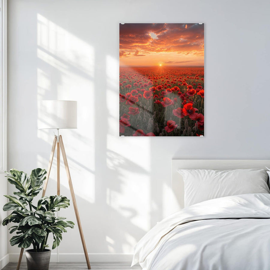 Maße Wandbild - Mohnfeld im Abendrot - Hochformat