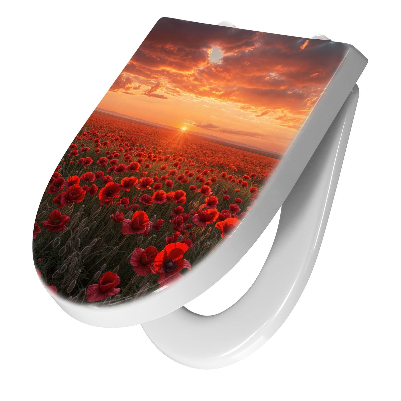 WC-Sitz mit Absenkautomatik Mohnfeld Sonnenuntergang