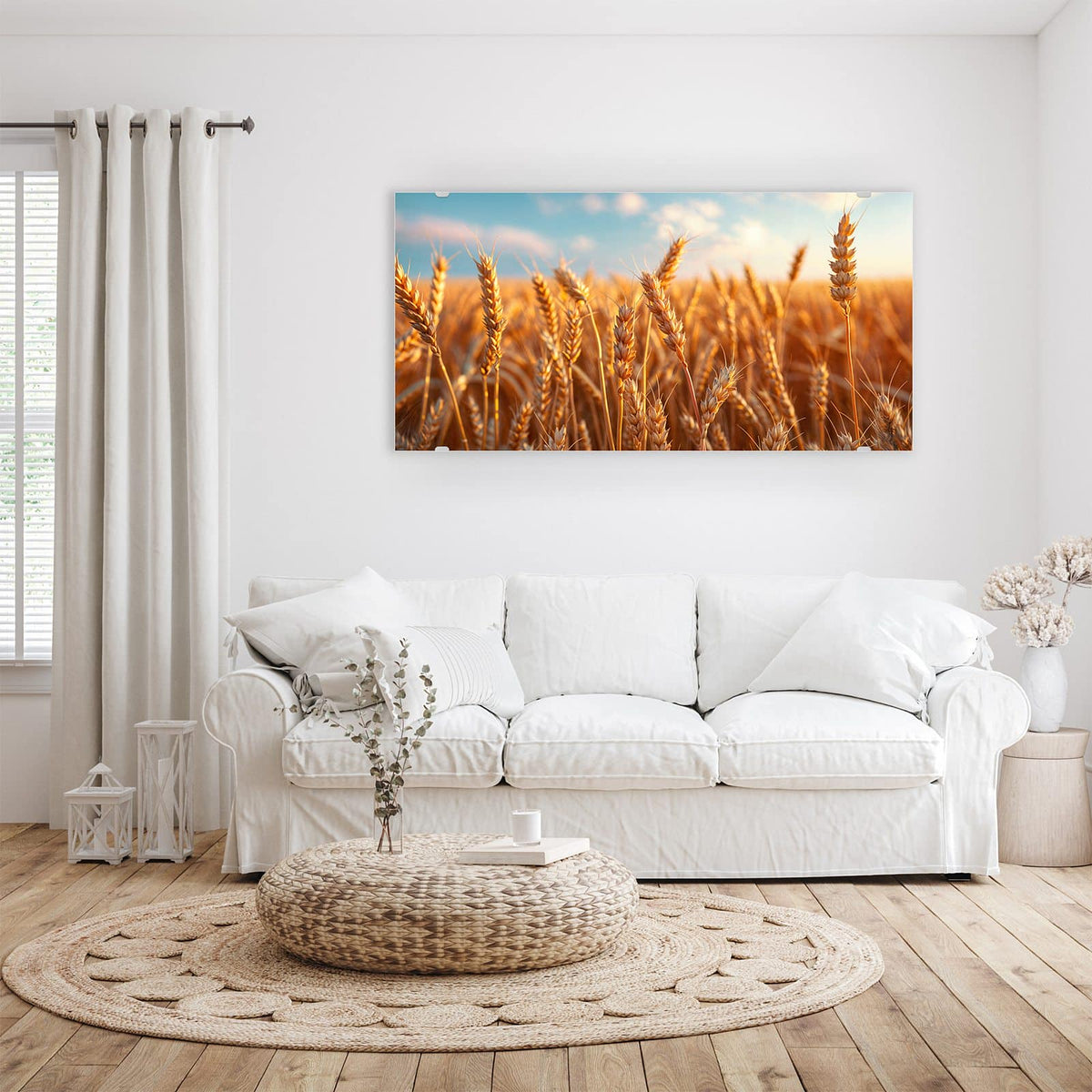 Wandbild - Reifer Weizen - Querformat – Reifer Weizen vor blauem Himmel