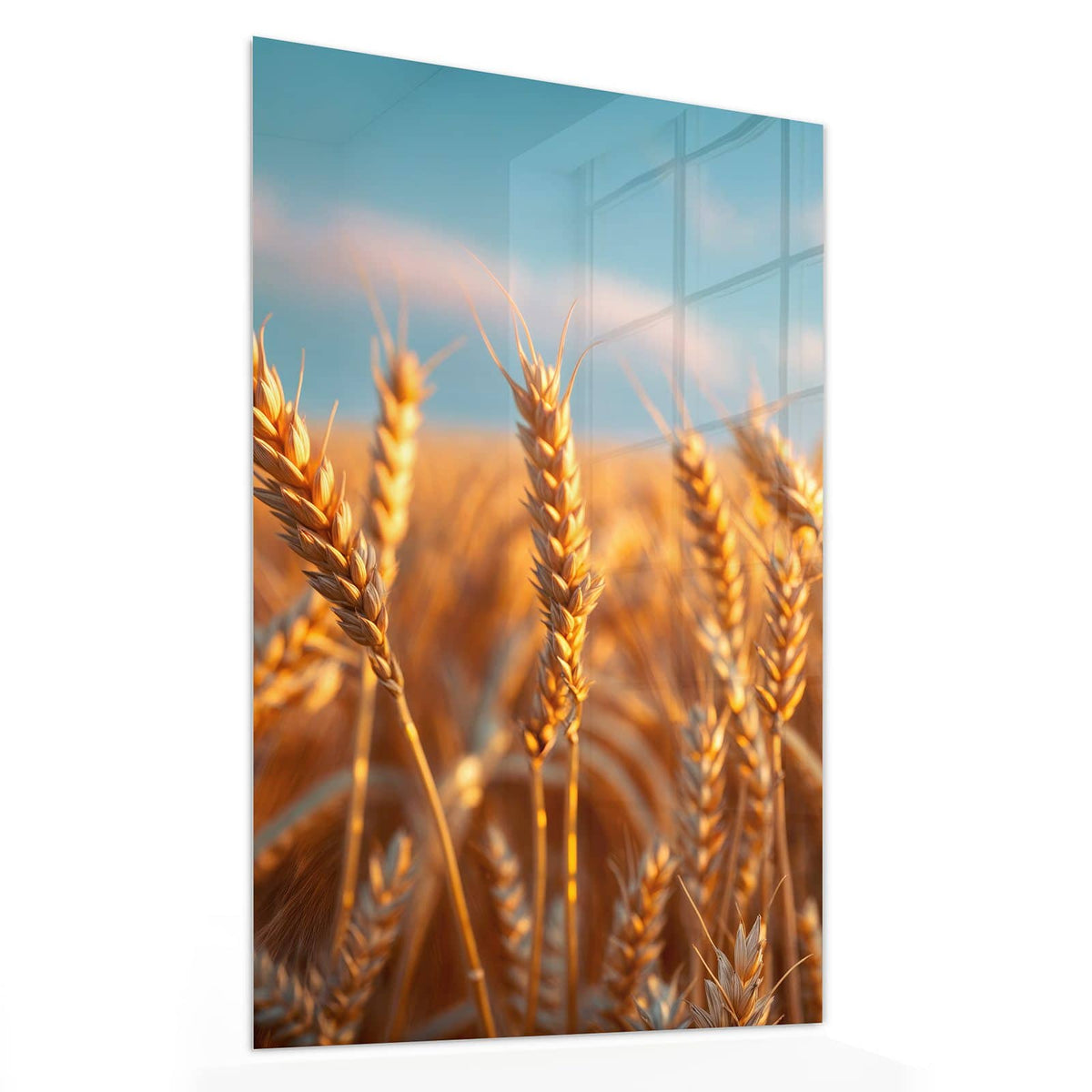 Glasbild Reifer Weizen von der Seite, 4 mm Echtglas