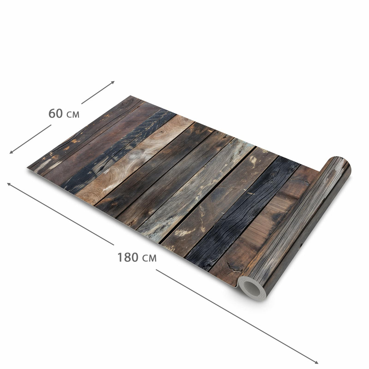Abriebfester Küchenteppich mit Motiv Rustikale Holzplanken in der Grösse 80x280 cm