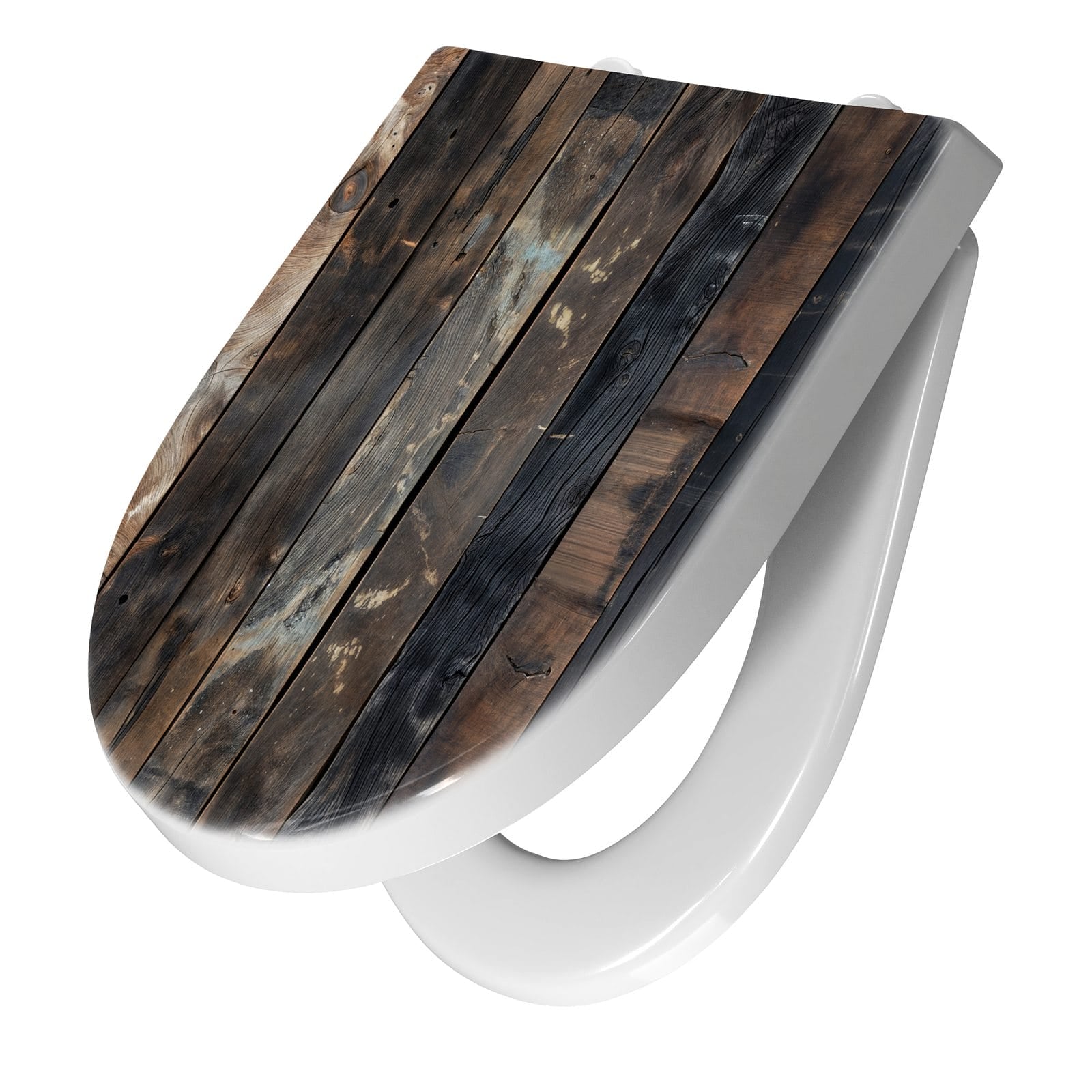 WC-Sitz mit Absenkautomatik Rustikale Holzplanken