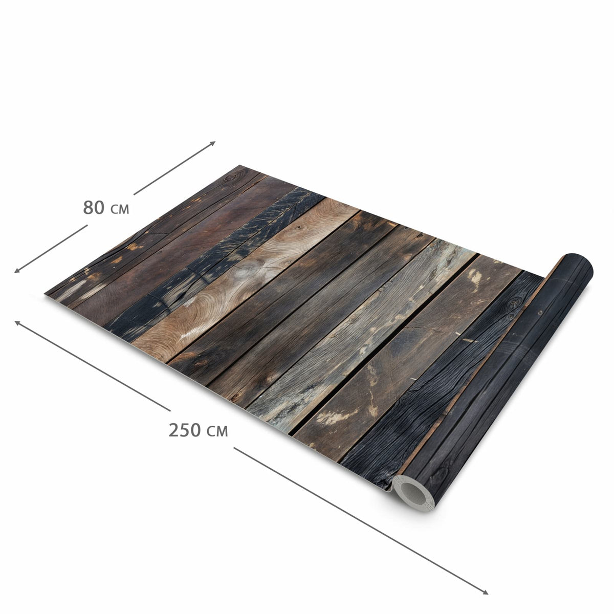 Geruchsneutraler rutschfester Küchenläufer mit Motiv Rustikale Holzplanken in der Grösse 80x280 cm