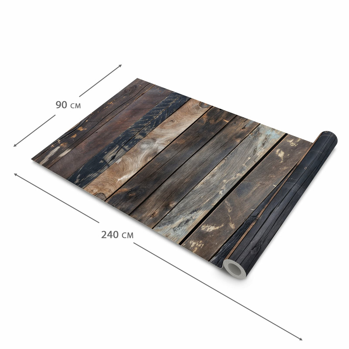 Komfortabler Küchenläufer nach Maß mit Motiv Rustikale Holzplanken in der Größe 80x280 cm