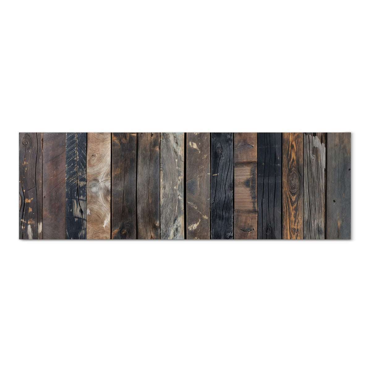 Läufer für Eingangsbereich mit Motiv Rustikale Holzplanken in Frontansicht - angenehme Haptik