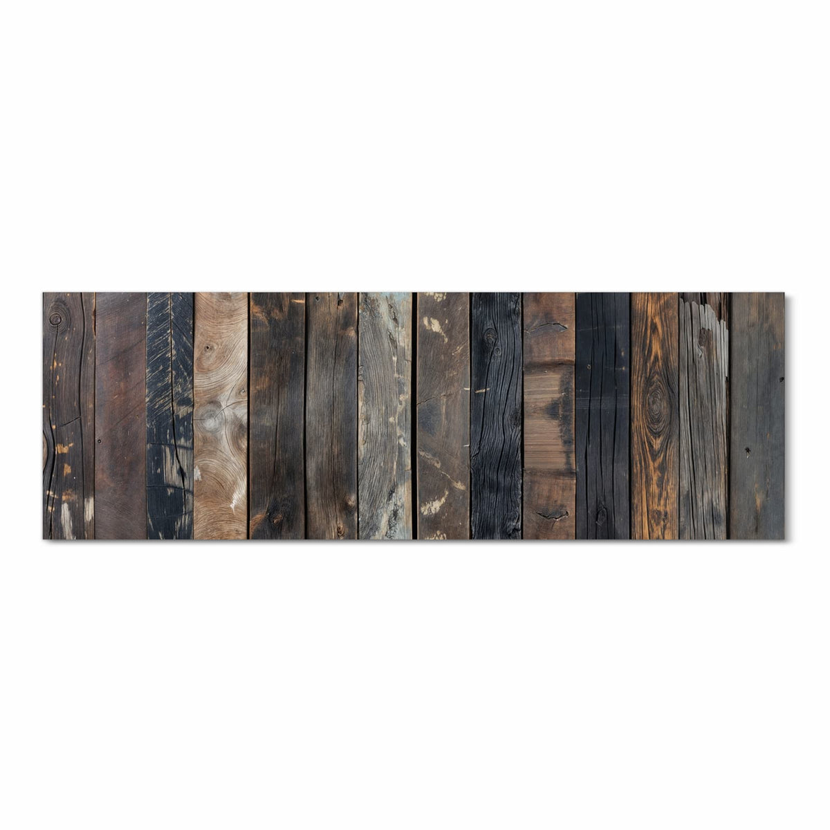 Flacher Küchenläufer mit Motiv Rustikale Holzplanken in Frontansicht für die Küche