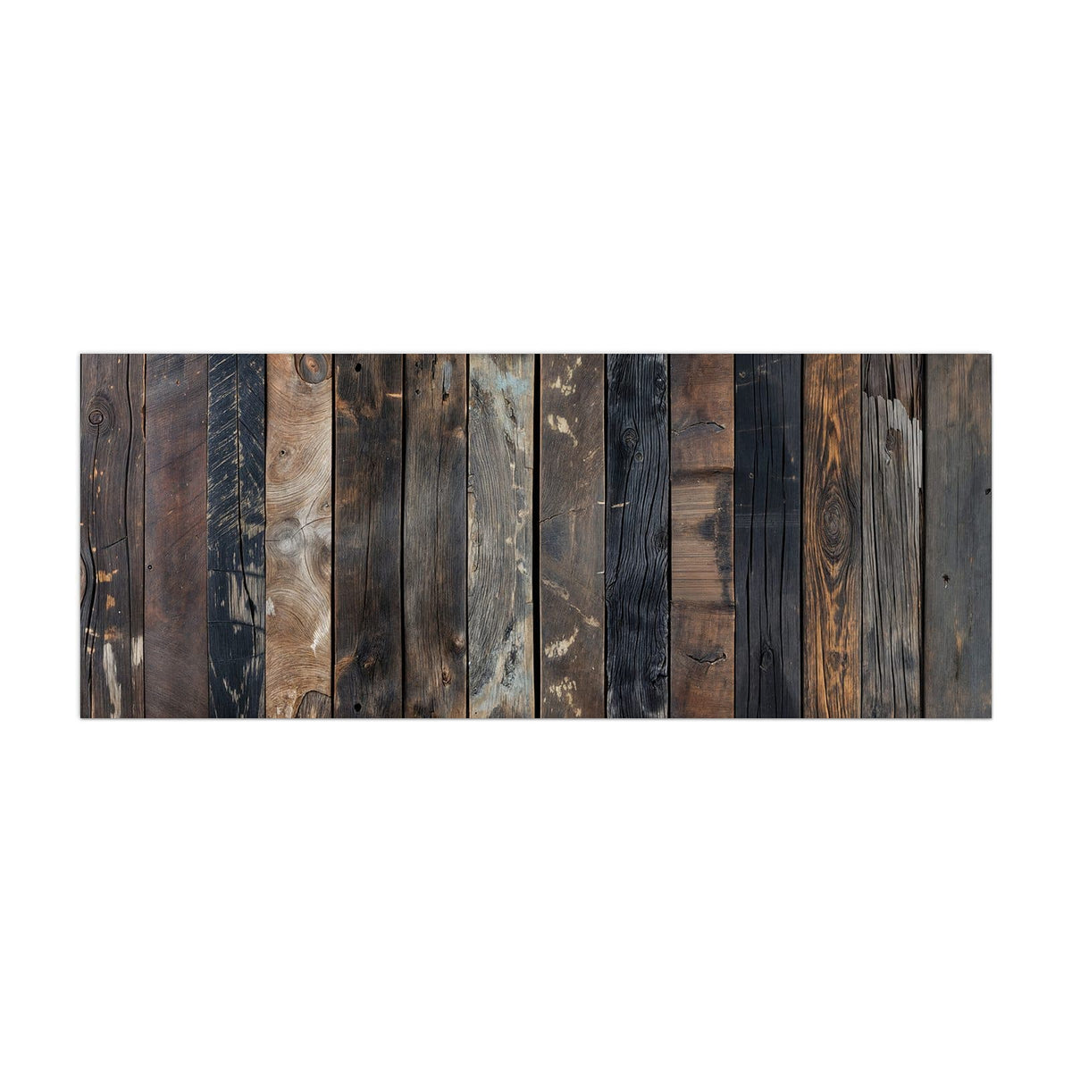 Küchenrückwand aus Glas Braune Holzdielen im Hochformat, Motiv bildfüllend von vorn