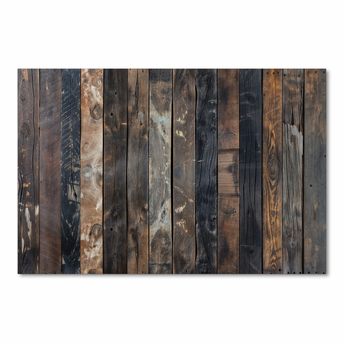 Pflegeleichter langer Teppich mit Motiv Rustikale Holzplanken in Frontansicht für den Flur