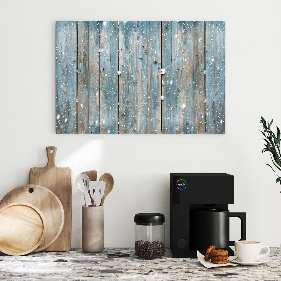 Maße Metall Magnettafel - Schneeflocken auf Holz
