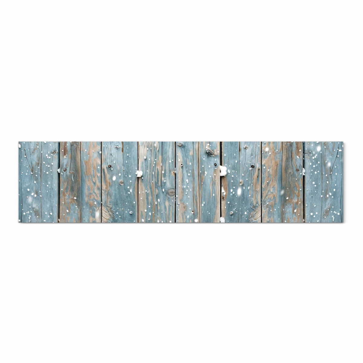 Zeitsparender Küchenteppich mit Motiv Holz mit Schnee in Frontansicht