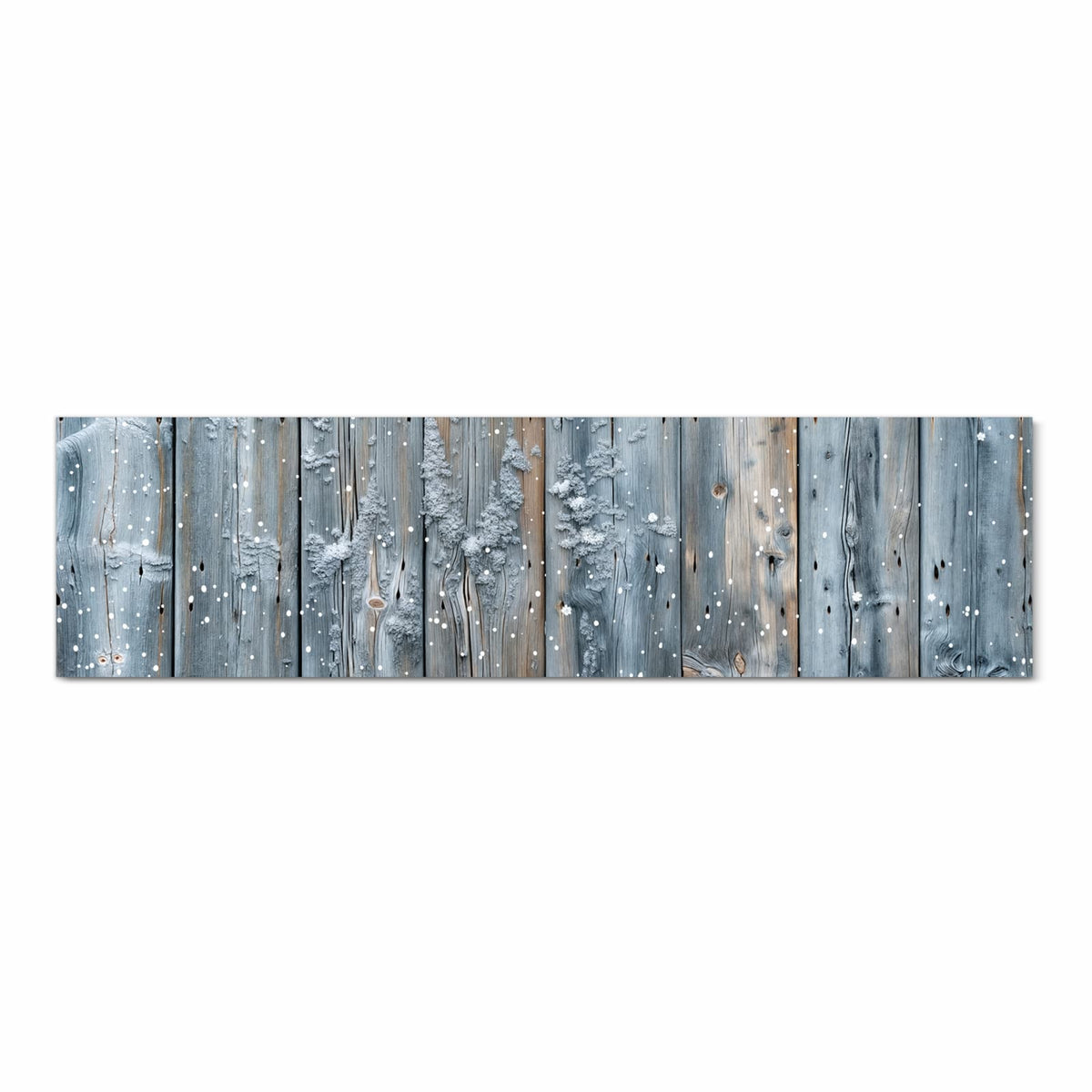 Küchenteppich mit Motiv Winter Holzpaneele in Frontansicht für Ordnung & Übersicht