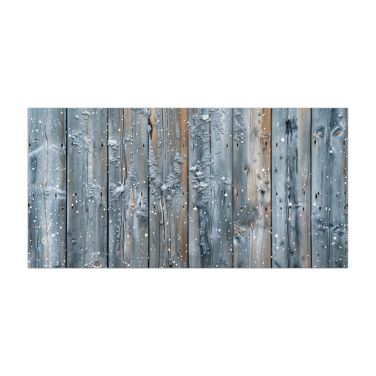 Küchenrückwand aus Glas Winterliche Holzlatten im Hochformat, Motiv bildfüllend von vorn