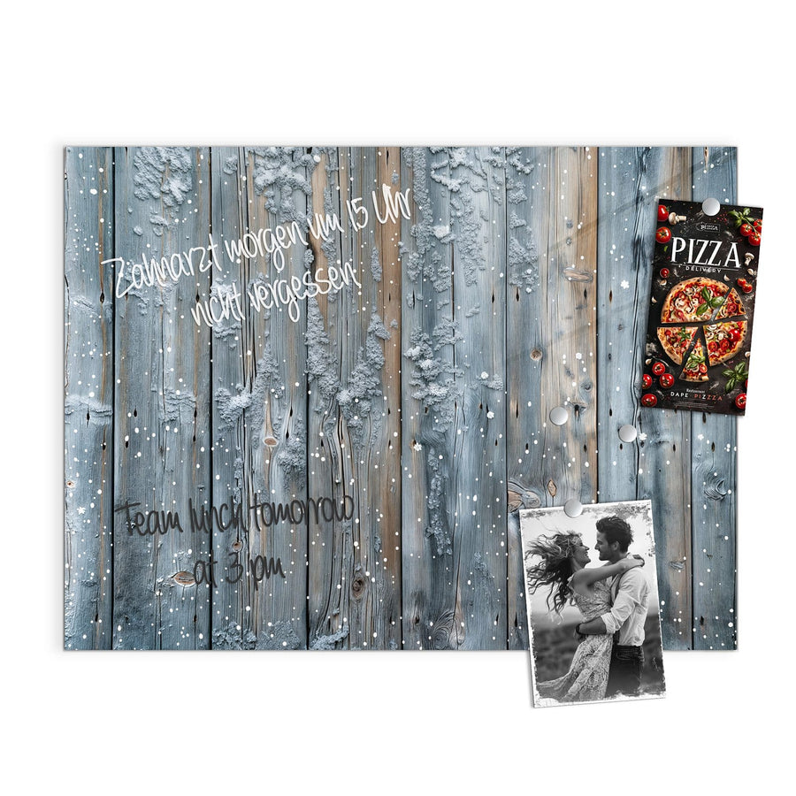 Maße Magnettafel - Winterliche Holzlatten