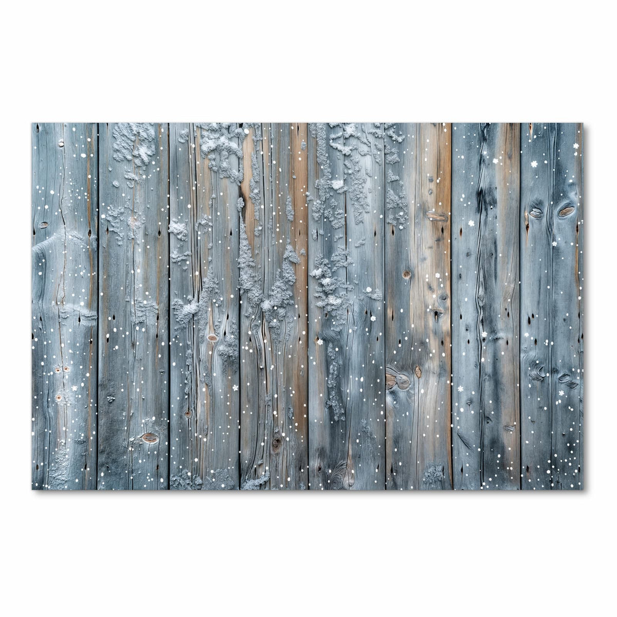 Rutschfester moderner Küchenläufer mit Motiv Winter Holzpaneele in Frontansicht