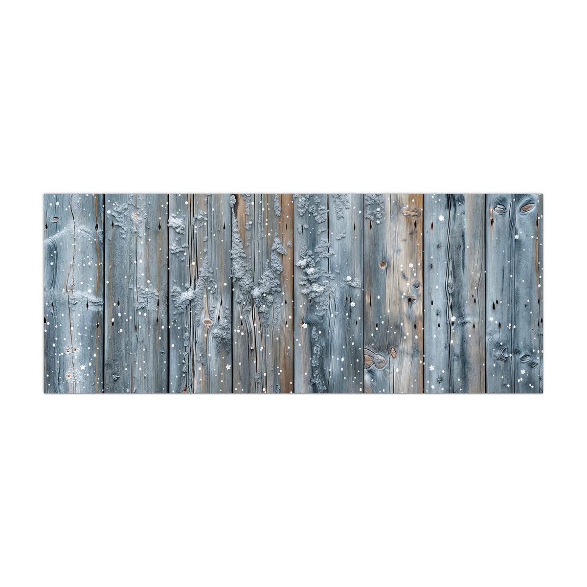 Küchenrückwand aus Glas Winterliche Holzlatten im Hochformat, Motiv bildfüllend von vorn
