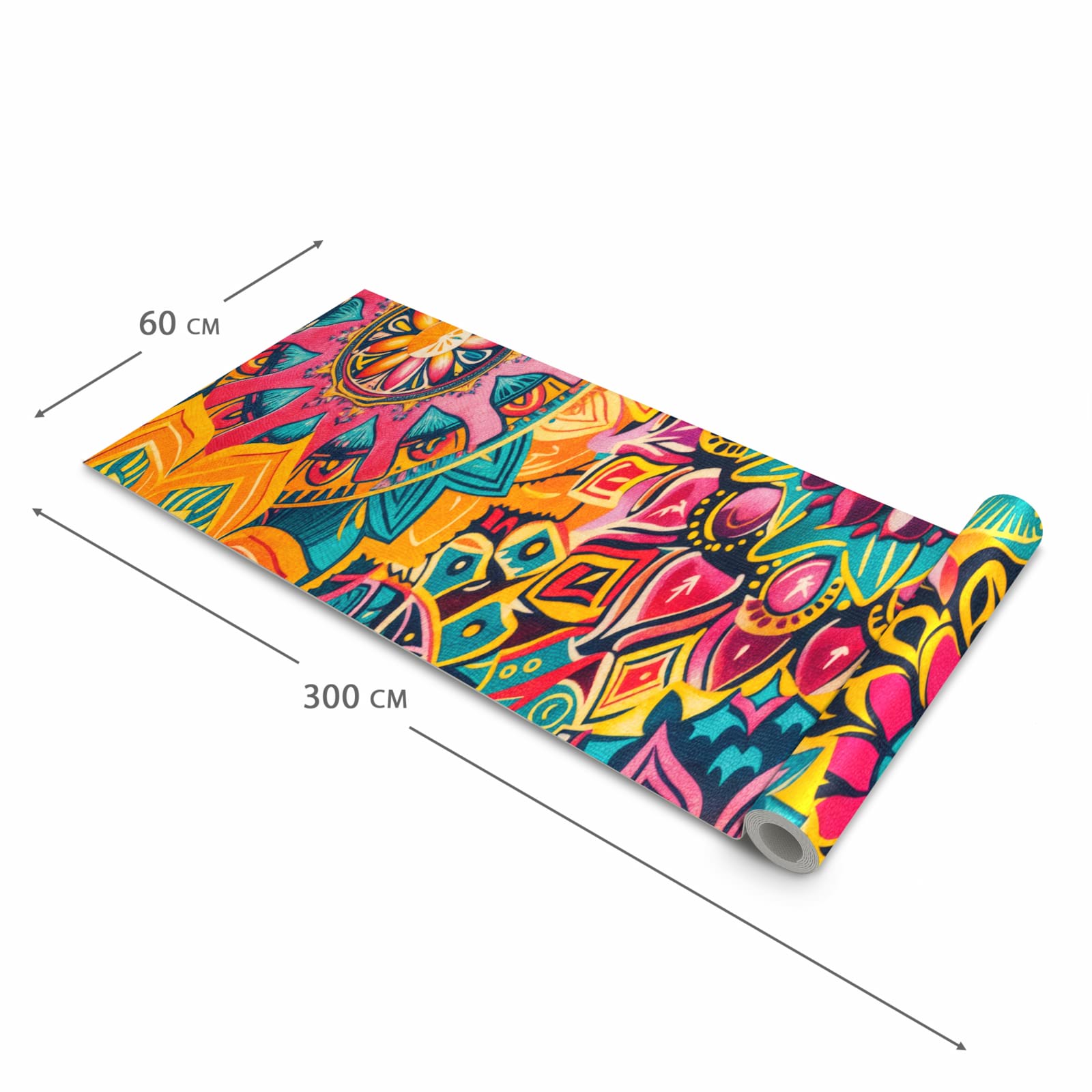 Bodenschonender Küchenteppich mit Motiv Mandala Design in der Grösse 80x200 cm