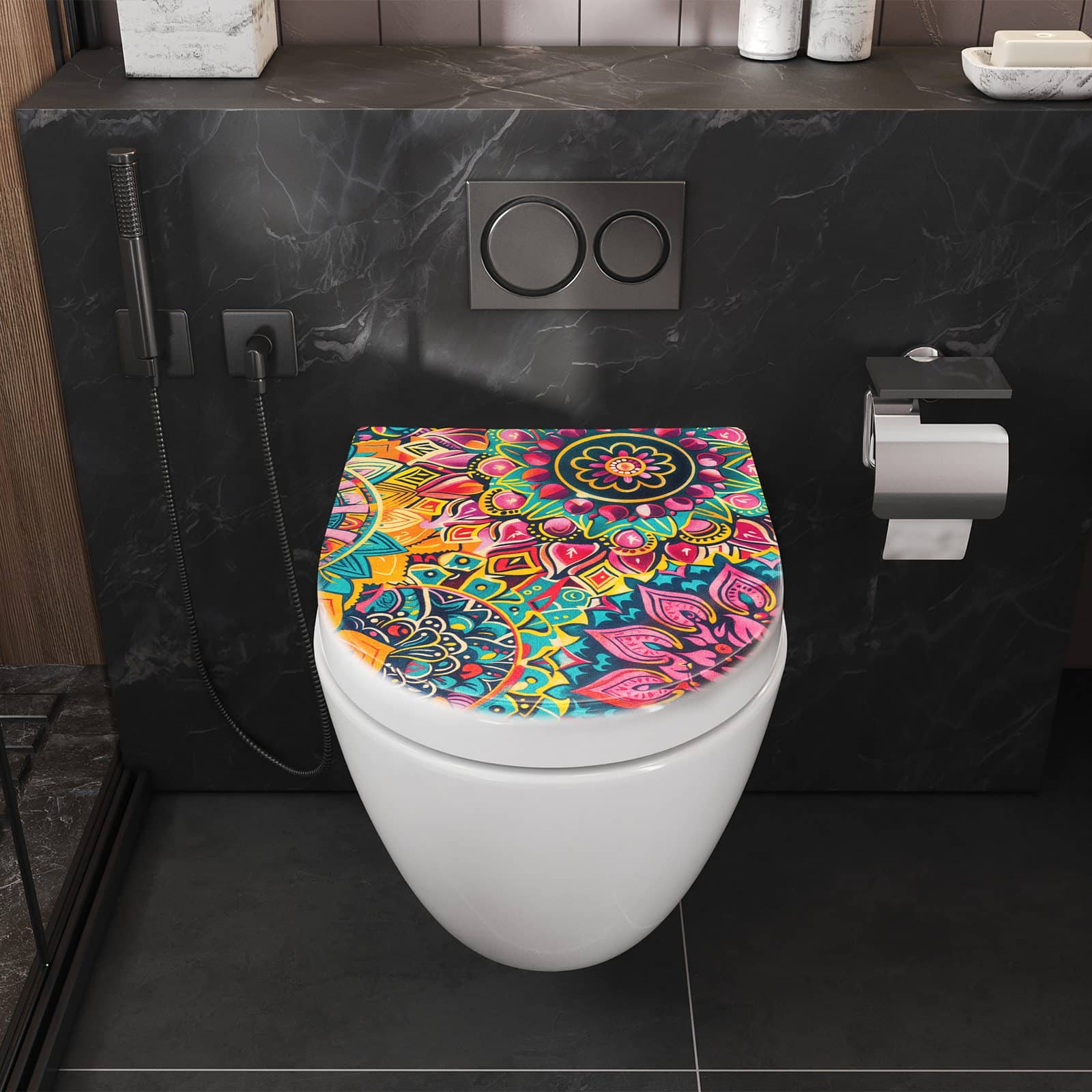 WC-Sitz mit Absenkautomatik Mandala Design