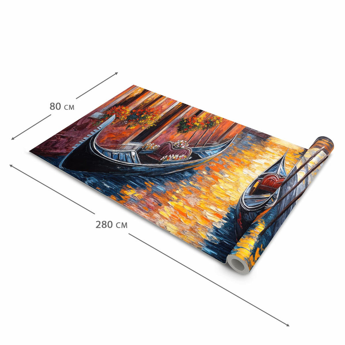 Rutschhemmender moderner Küchenläufer mit Motiv Romantische Stadtansicht in der Grösse 80x200 cm