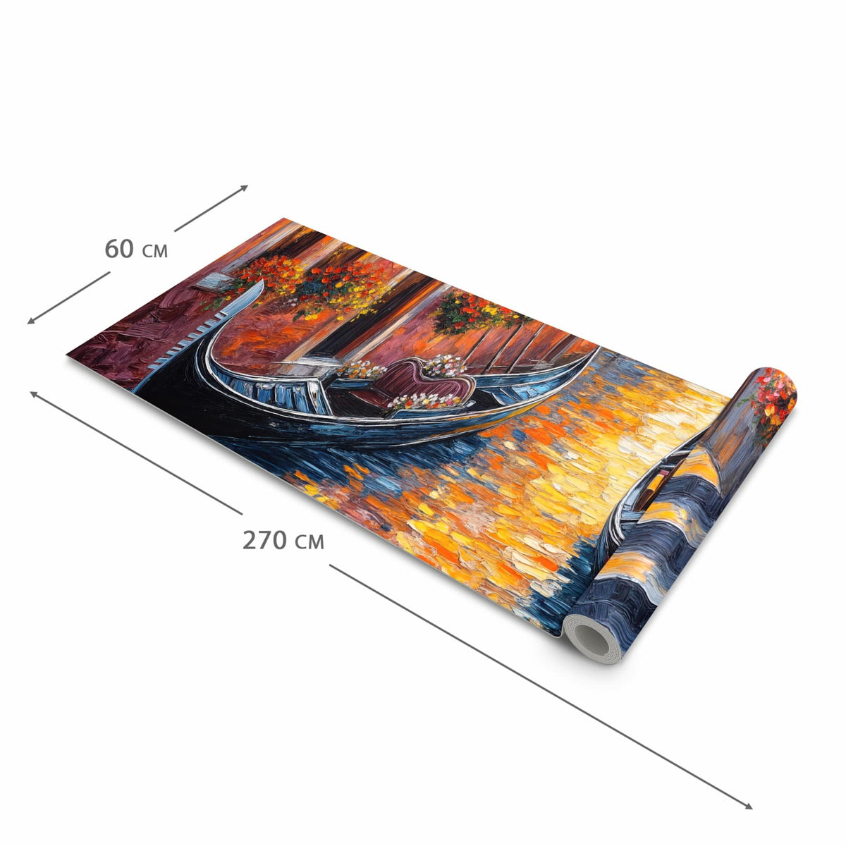 Geruchsneutraler rutschfester Küchenläufer mit Motiv Romantische Stadtansicht in der Grösse 80x200 cm