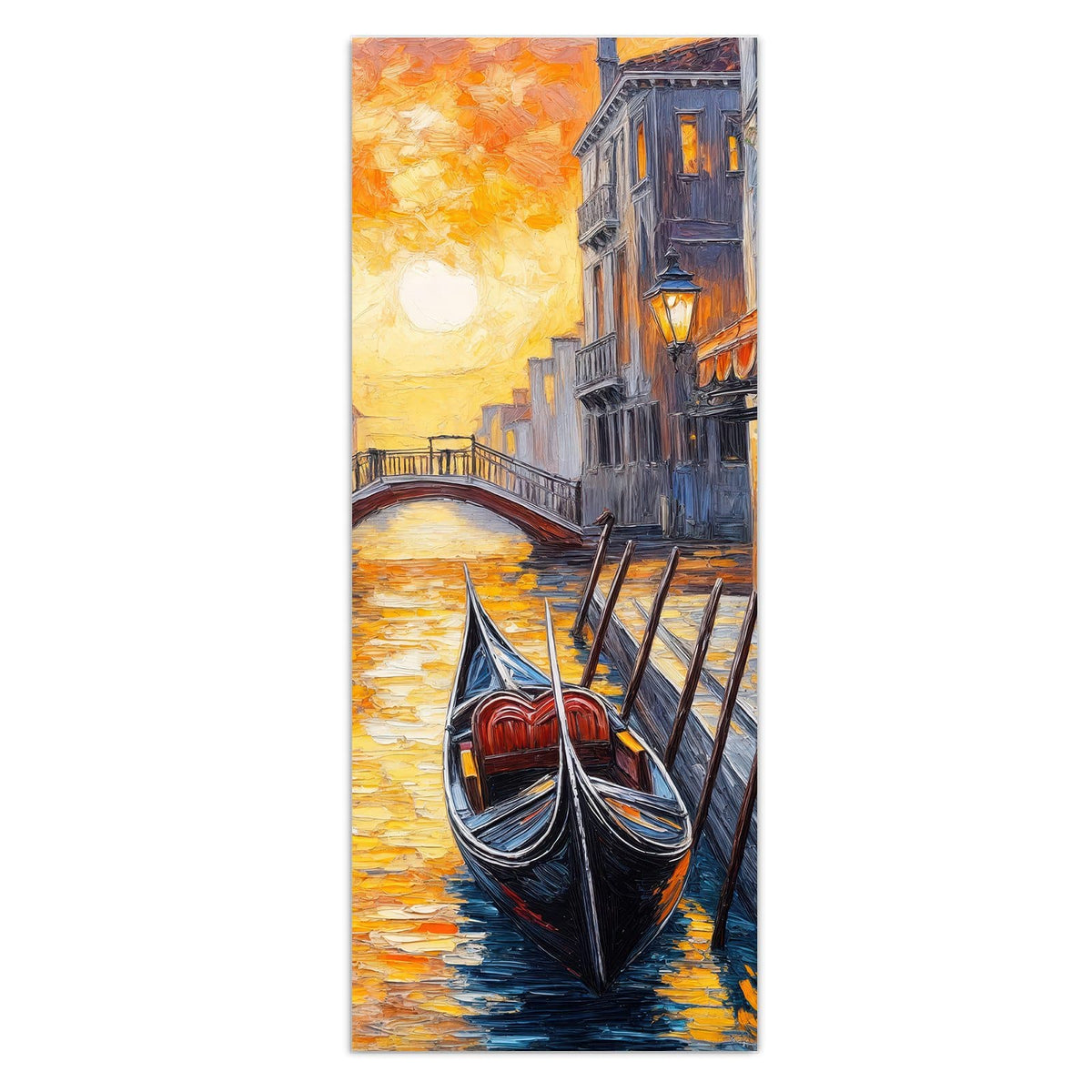 Wandbild - Gondel in Venedig - Hochformat – Venedig im goldenen Abendlicht