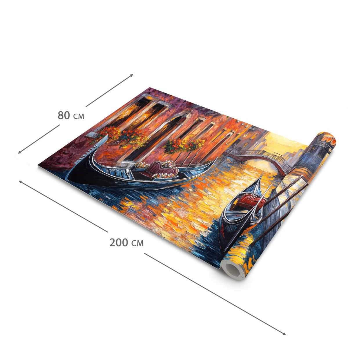 Pflegeleichter waschbarer Küchenläufer mit Motiv Romantische Stadtansicht in der Grösse 80x200 cm