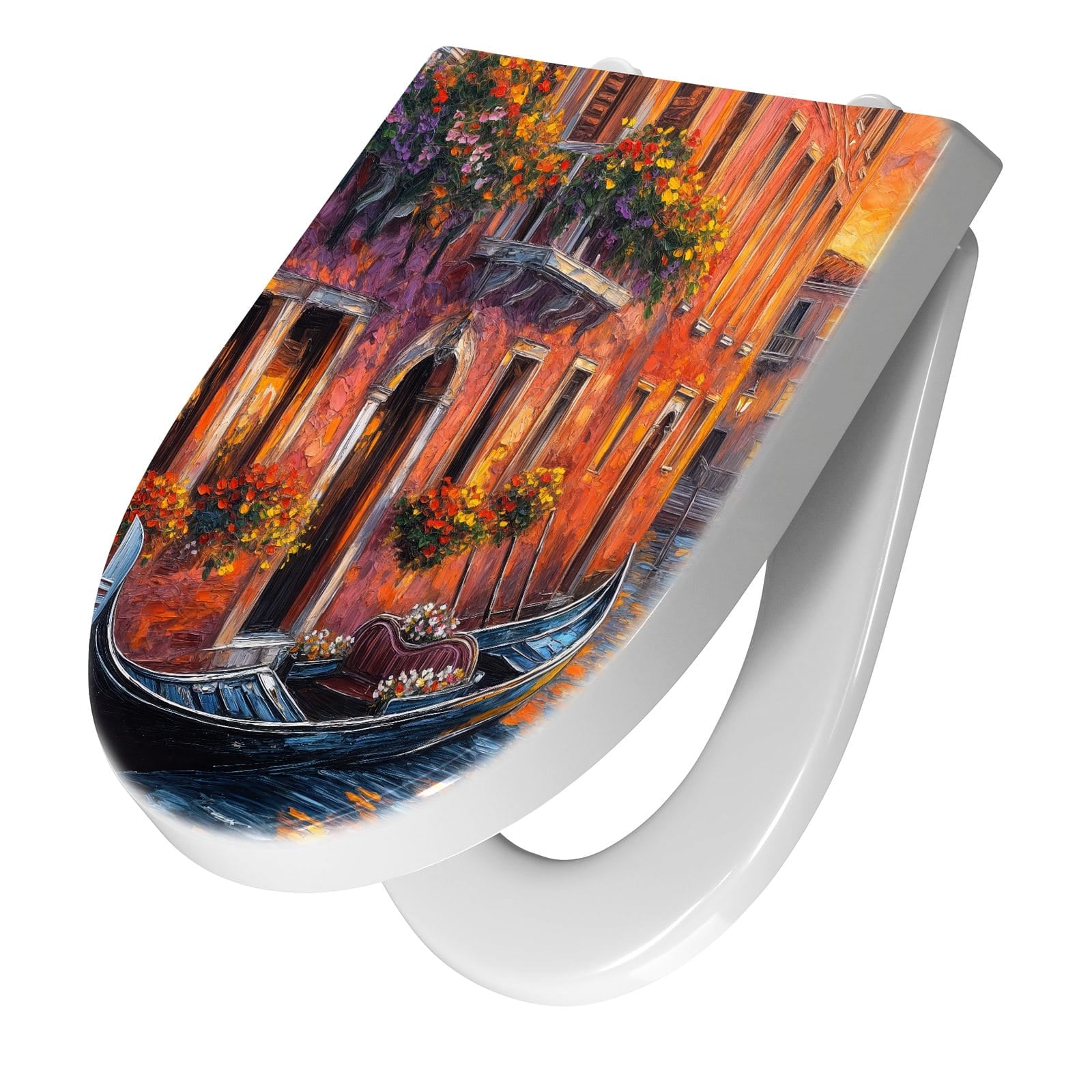 WC-Sitz mit Absenkautomatik Romantische Stadtansicht