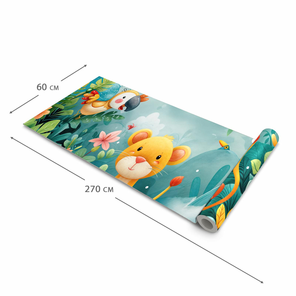 Küchenteppich mit Motiv Dschungeltiere in der Grösse 80x200 cm für Ordnung & Übersicht