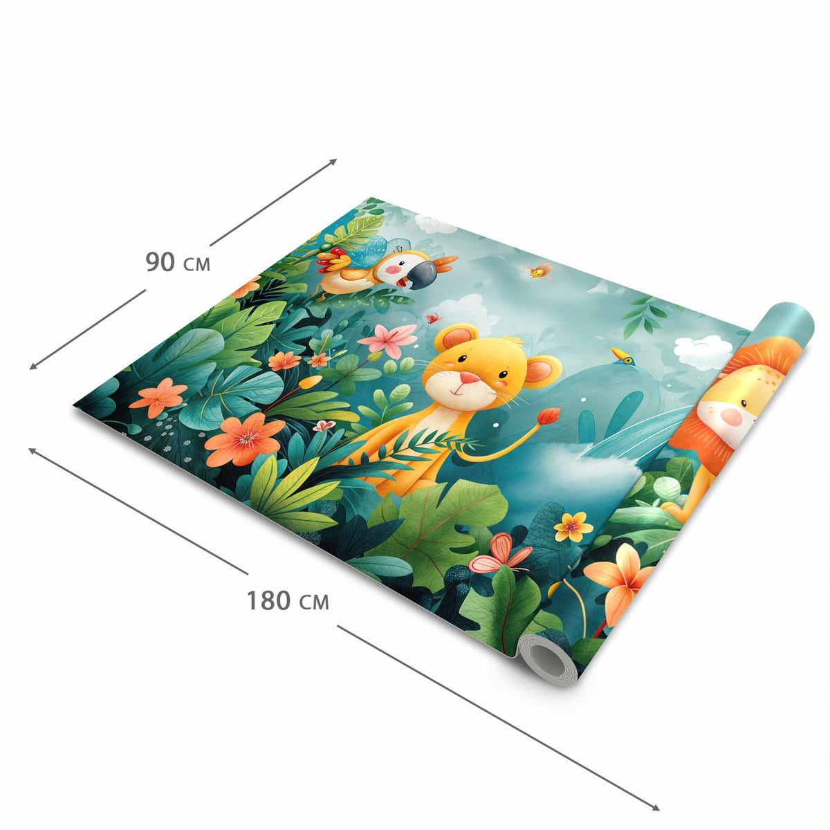 Abriebfester großer Küchenteppich mit Motiv Dschungeltiere in der Größe 80x200 cm