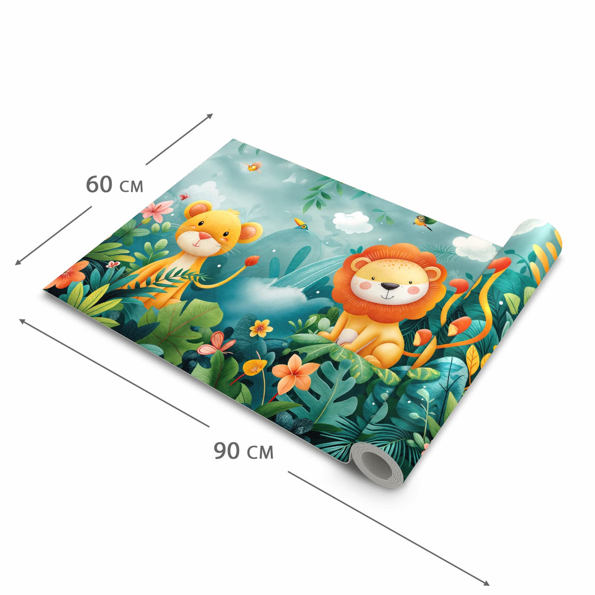 Farbbeständiger Küchenteppich mit Motiv Dschungeltiere in der Grösse 80x200 cm