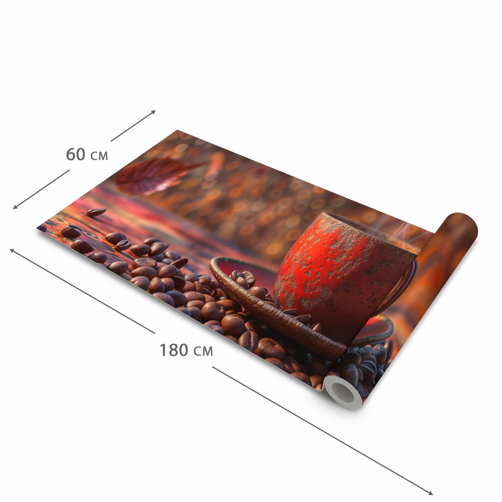 Küchenteppich mit Motiv Kaffeetasse im Herbst in der Grösse 60x90 cm für Ordnung & Übersicht