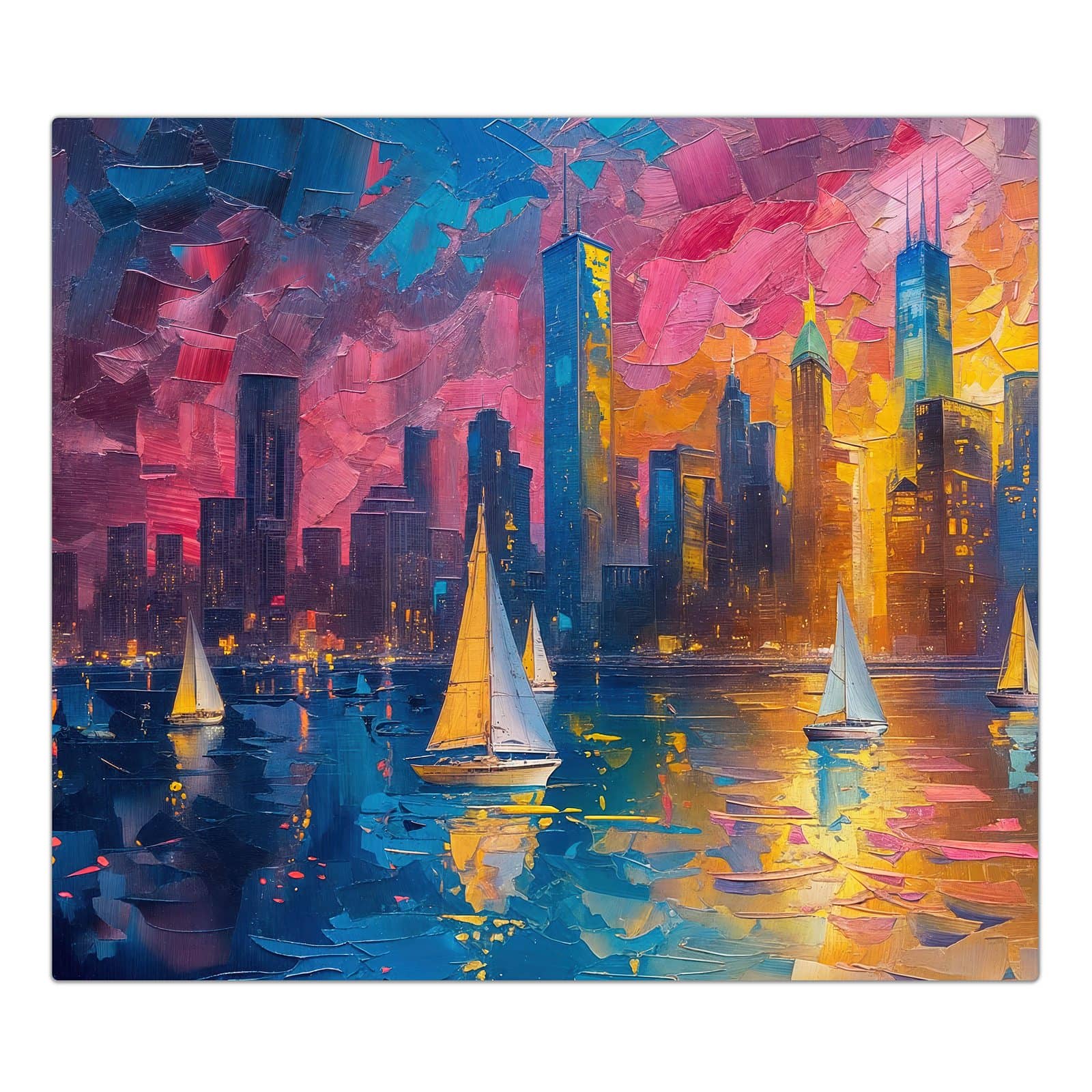 1-teilige Abdeckplatte für Ceranfeld mit Hafenstadt Bei Nacht-Motiv in der Frontansicht #grösse_1-Teilig (60x52cm)