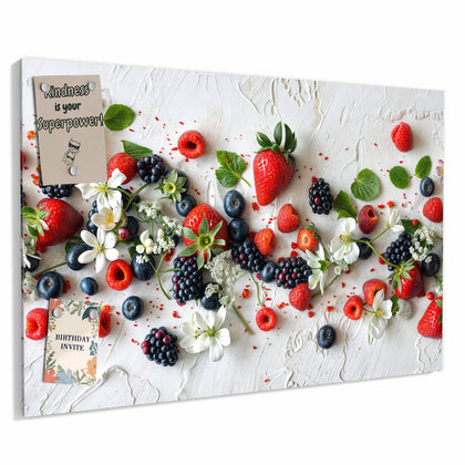 Metall Magnettafel mit dem Motiv Beeren mit weißen Blüten