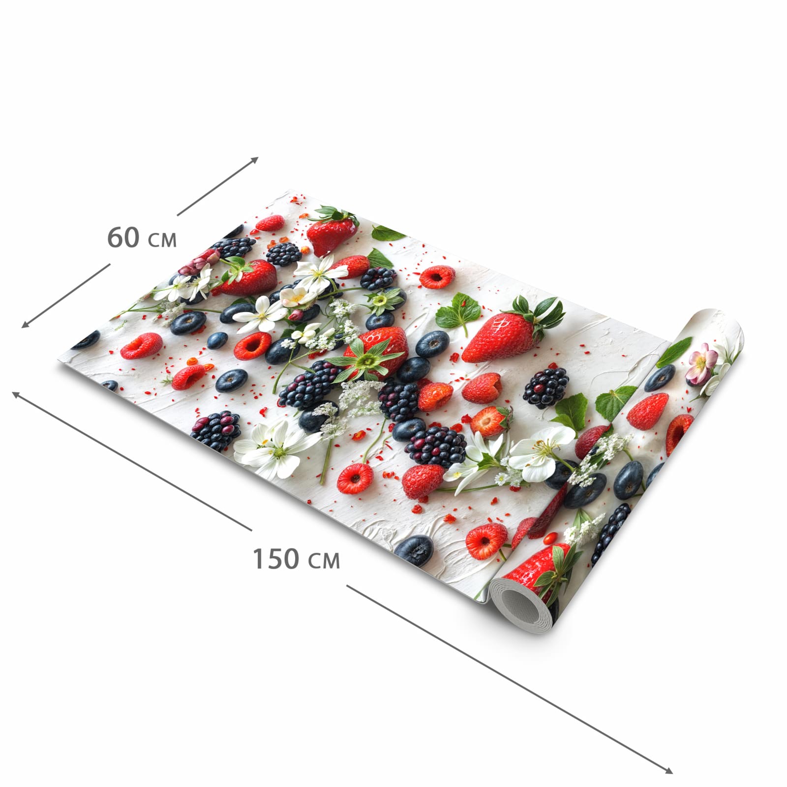 Formstabiler Küchenteppich mit Motiv Beeren von Bunte in der Grösse 60x270 cm